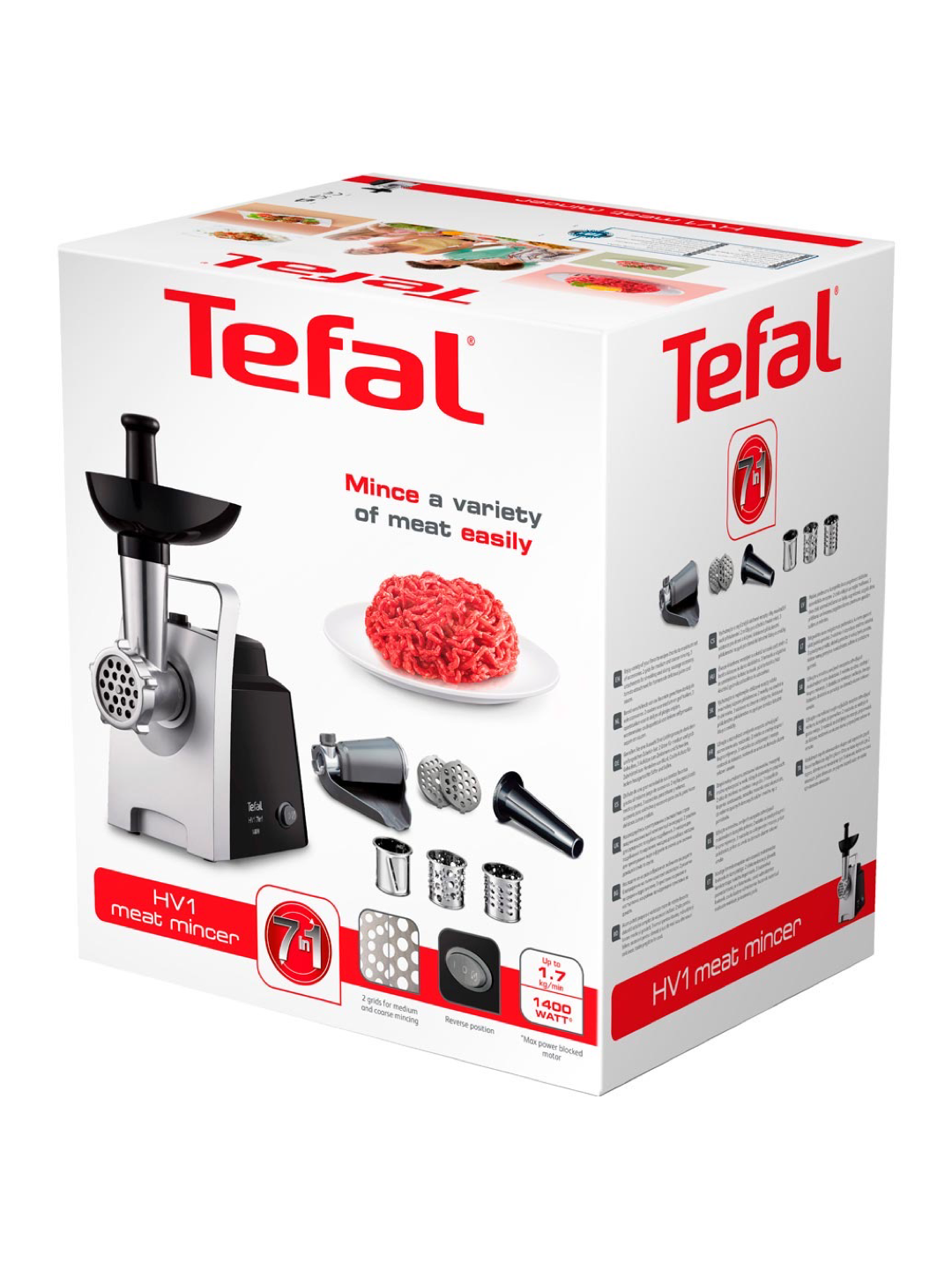 Мясорубка электрическая Tefal NE109838, пластик/металл, 1400 Вт, с насадками