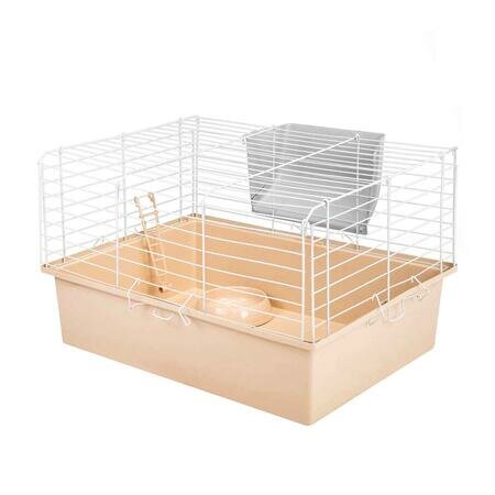 HOMEPET №1 58 см х 40 см х 34 см шаг прута 25 мм клетка для кроликов хорьков и морских свинок с наполнением миска 2 кормушки бежево-белая