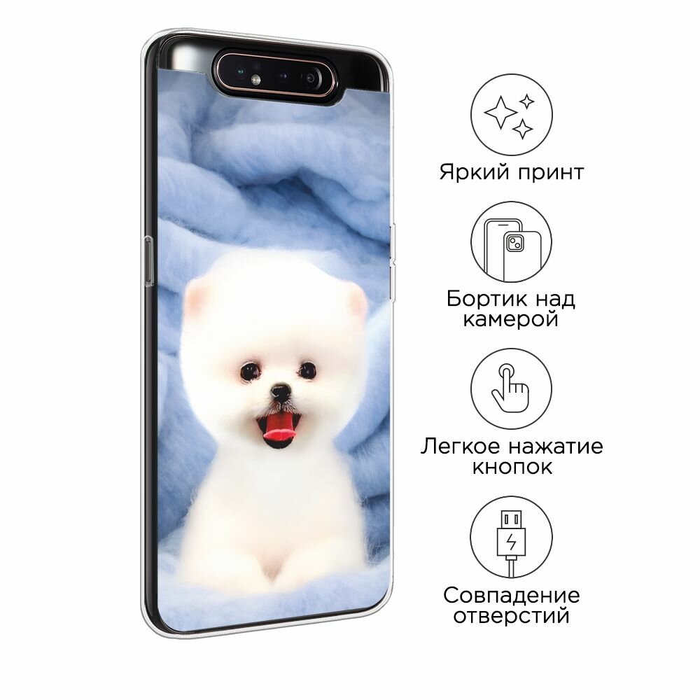 Чехол на Samsung Galaxy A80 / Самсунг Гэлакси A80 с принтом Белый пёсик — фото 1