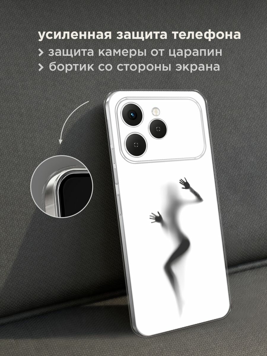 Чехол на Tecno Spark 40 / Текно Спарк 40 с принтом "Девушка в душе" — фото 1