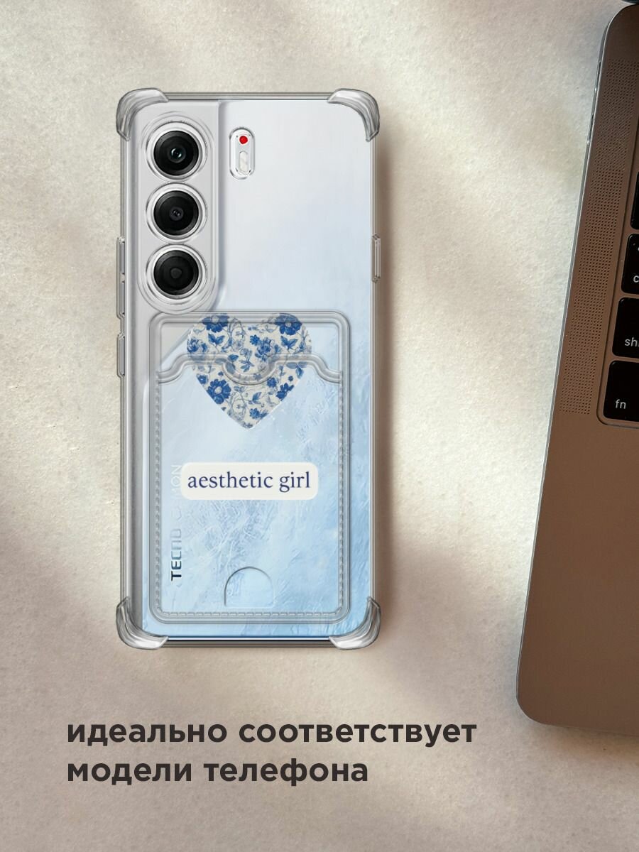 Чехол на Tecno Camon 40 Pro (Текно Камон 40 Про) с картой и принтом "Aesthetic girl" — фото 1
