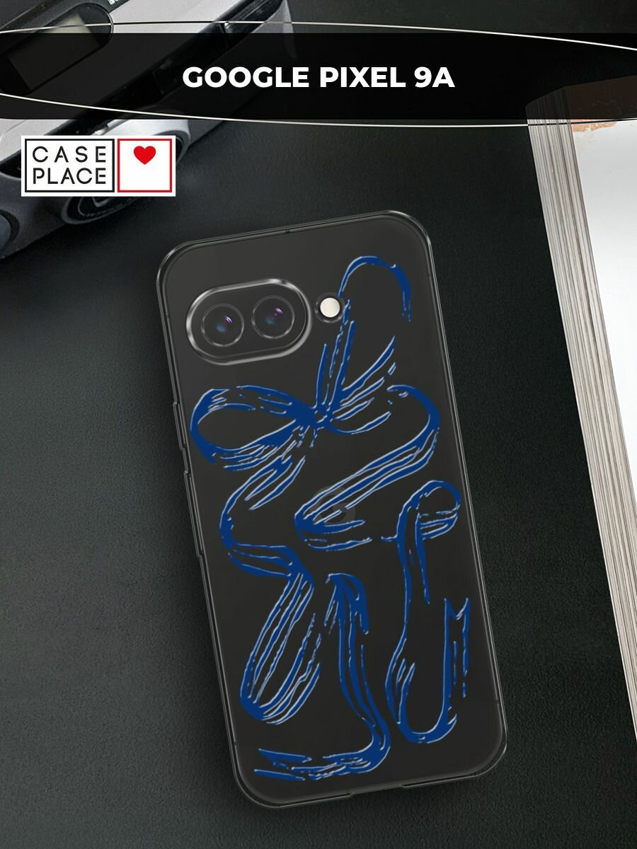 Чехол на Google Pixel 9a / Гугл Пиксель 9a с принтом "Синие очертания банта 2"