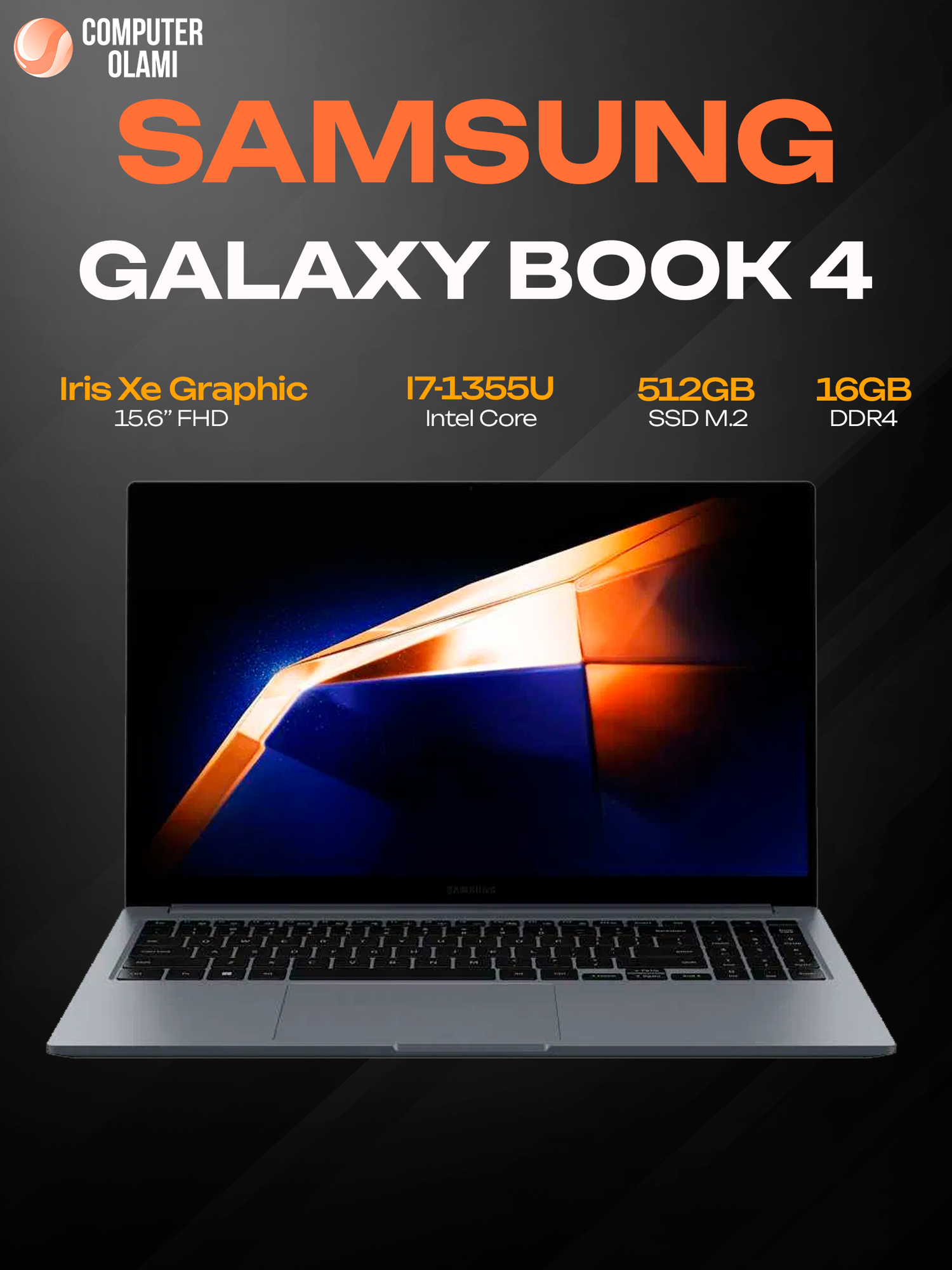Ноутбук Samsung Galaxy Book4 NT750XGR-A71AG, i7-1355U, 16/512 ГБ, 15.6" FHD