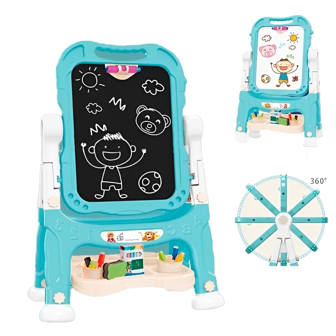 Мольберт TK Group, двусторонний, для рисования, с магнитами, маркерами и мелом