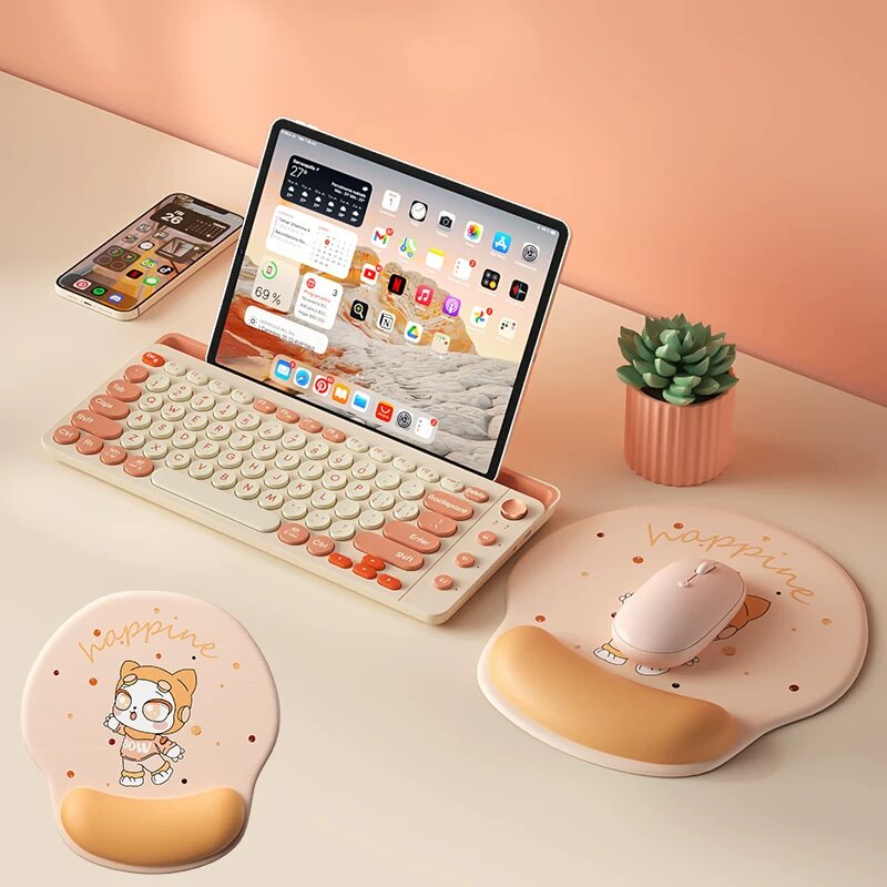 Huawei BOW iPad клавиатура с большим слотом, мышь и подушка в чайно-молочном - двухрежимная, беспроводная + два