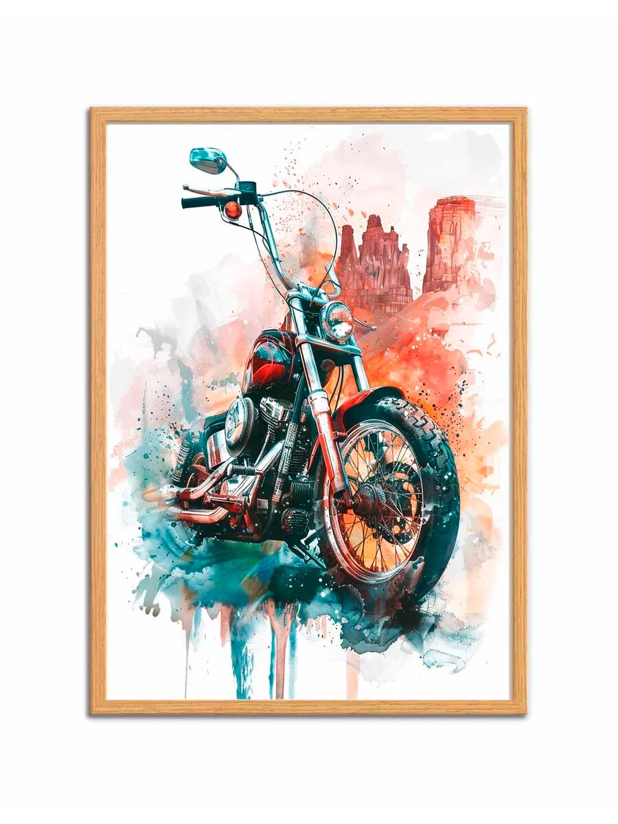 Слон-животное-байкер 3, Плакат 30x42см