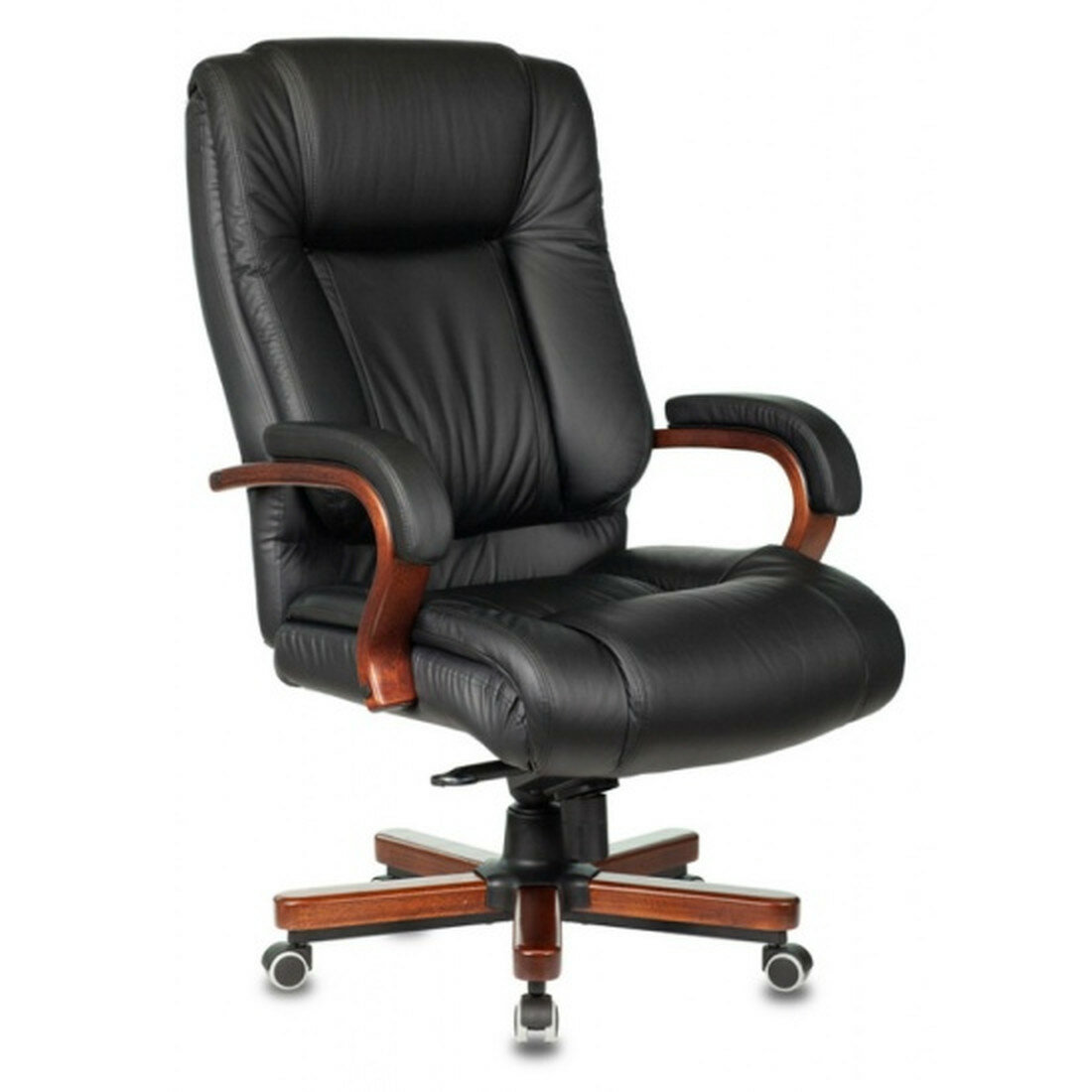 Кресло руководителя Бюрократ T-9925WALNUT/BLACK черный кожа крестовина дерево