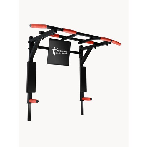 Турник-брусья 3 в 1 центрл спорт черный с красными ручками/Absolute Champion