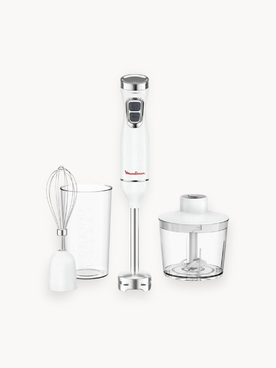 Блендер погружной Moulinex DD5431F0, 600 Вт, турборежим, плавная регулировка скорости, венчик, измельчитель, мерный стакан
