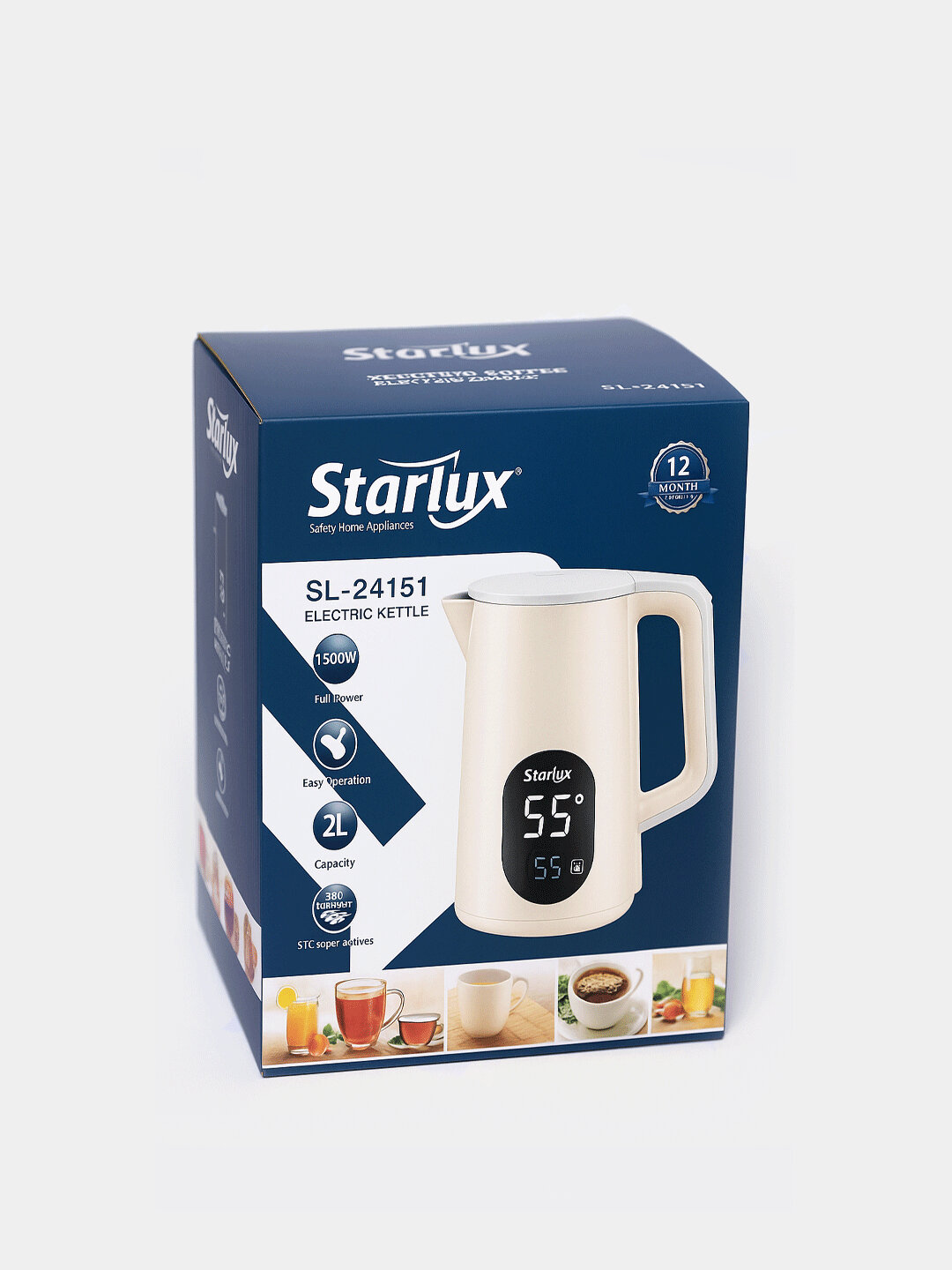 Электрочайник Starlux, 2-2,5 литра - Белый