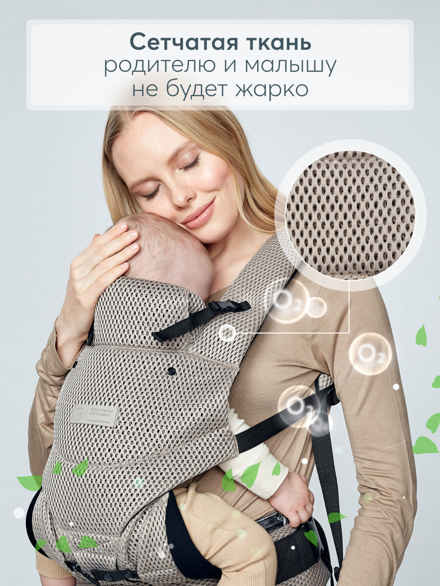 Детские Рюкзаки Xiaomi 40030, Кенгуру переноска для детей Happy Baby BABYTOUR, слинг для новорожденных, эрго-рюкзак, light grey