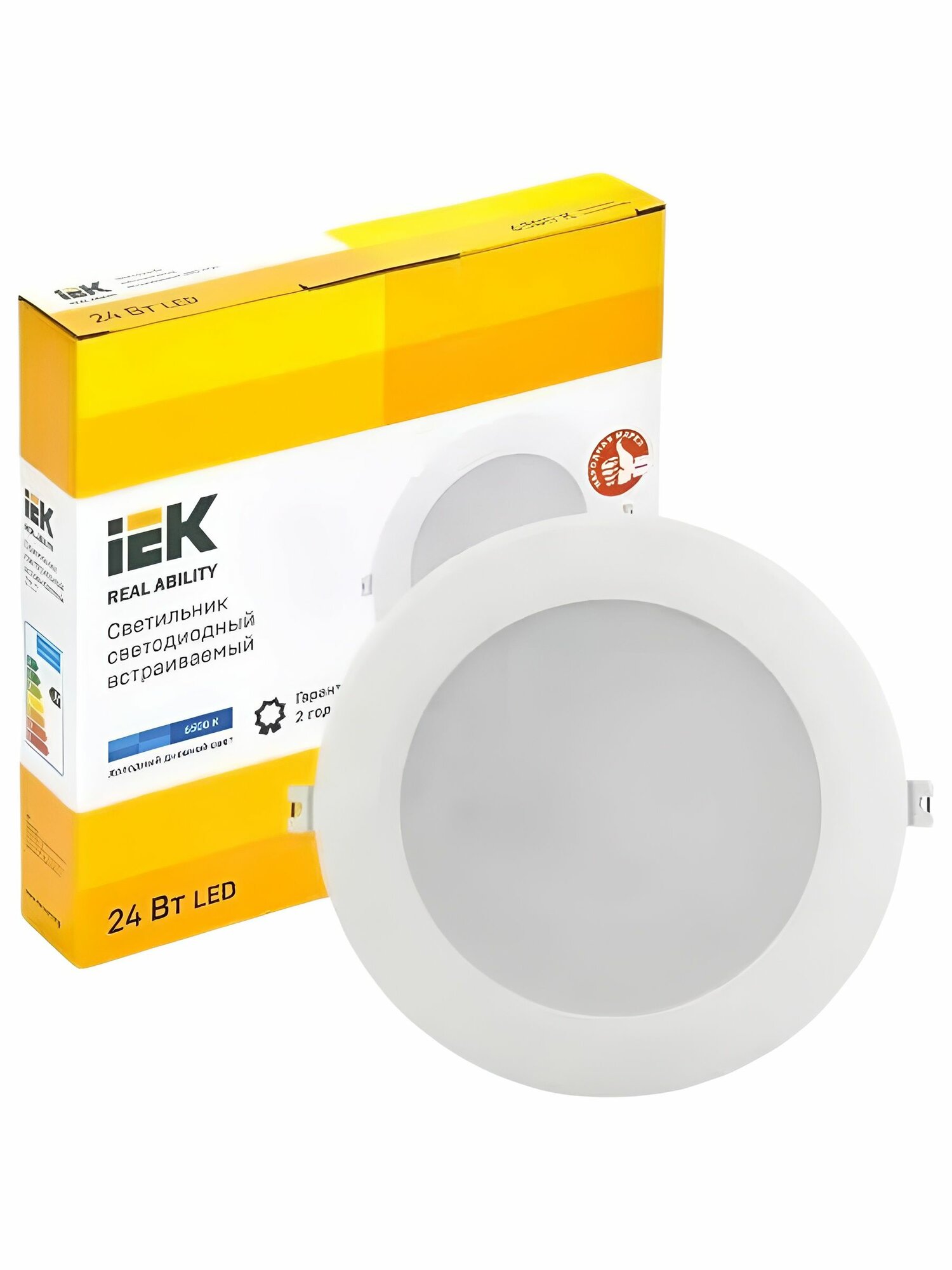 Светильник светодиодный ДВО 1717 IEK белый круг 24Вт 6500К IP40 Арт: LDV00-1717-24-6500-K01.
