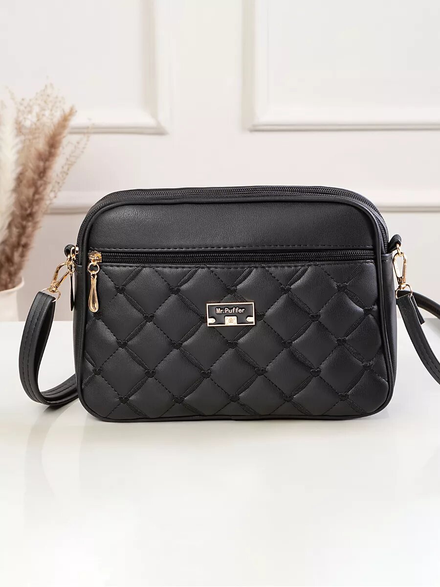 Сумка кросс-боди , фактура стеганая, черный — фото 1