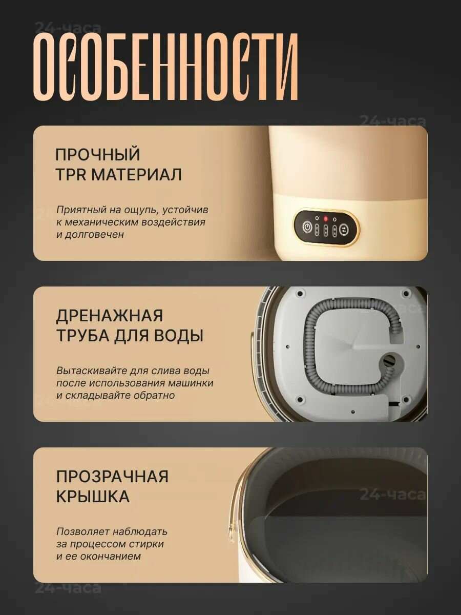 Изображение Xiaomi Стиральная машинка мини, портативная, складная, стиральная машина малютка, 13 литров цвет серый с белым