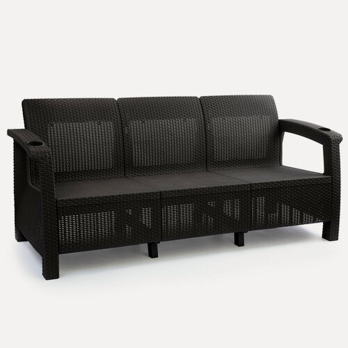 Изображение товара Диван трехместный Альтернатива Wiilla, 3 места, коричневый, пластик, с подстаканниками