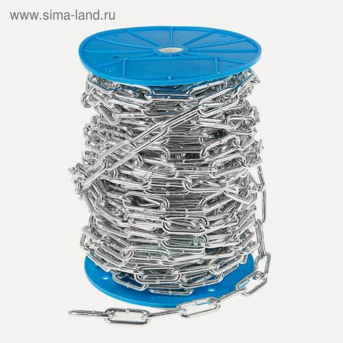 Изображение товара Цепь длиннозвенная тундра krep, DIN763, диаметр 6 мм, сварная, оцинкованная, 30 м