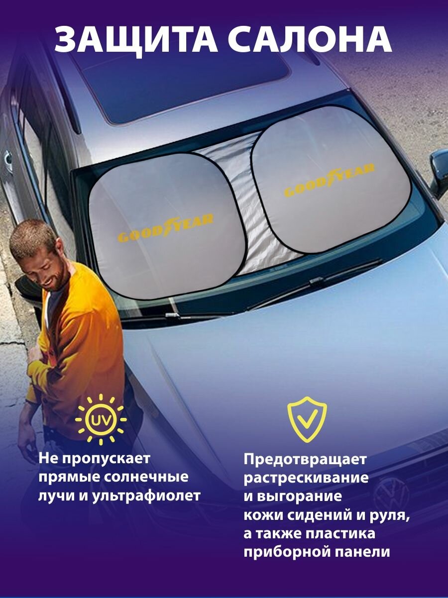 Солнцезащитная шторка на лобовое стекло/ экран от солнца в машину GY-SV-01 — фото 1