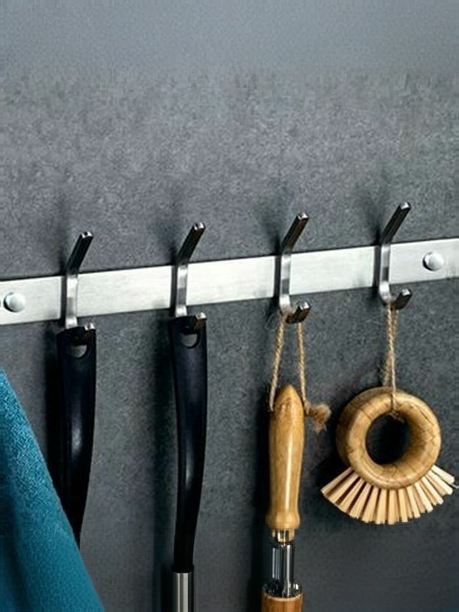 Крючок для ванной и кухни нержавеющая сталь (7 крючков)