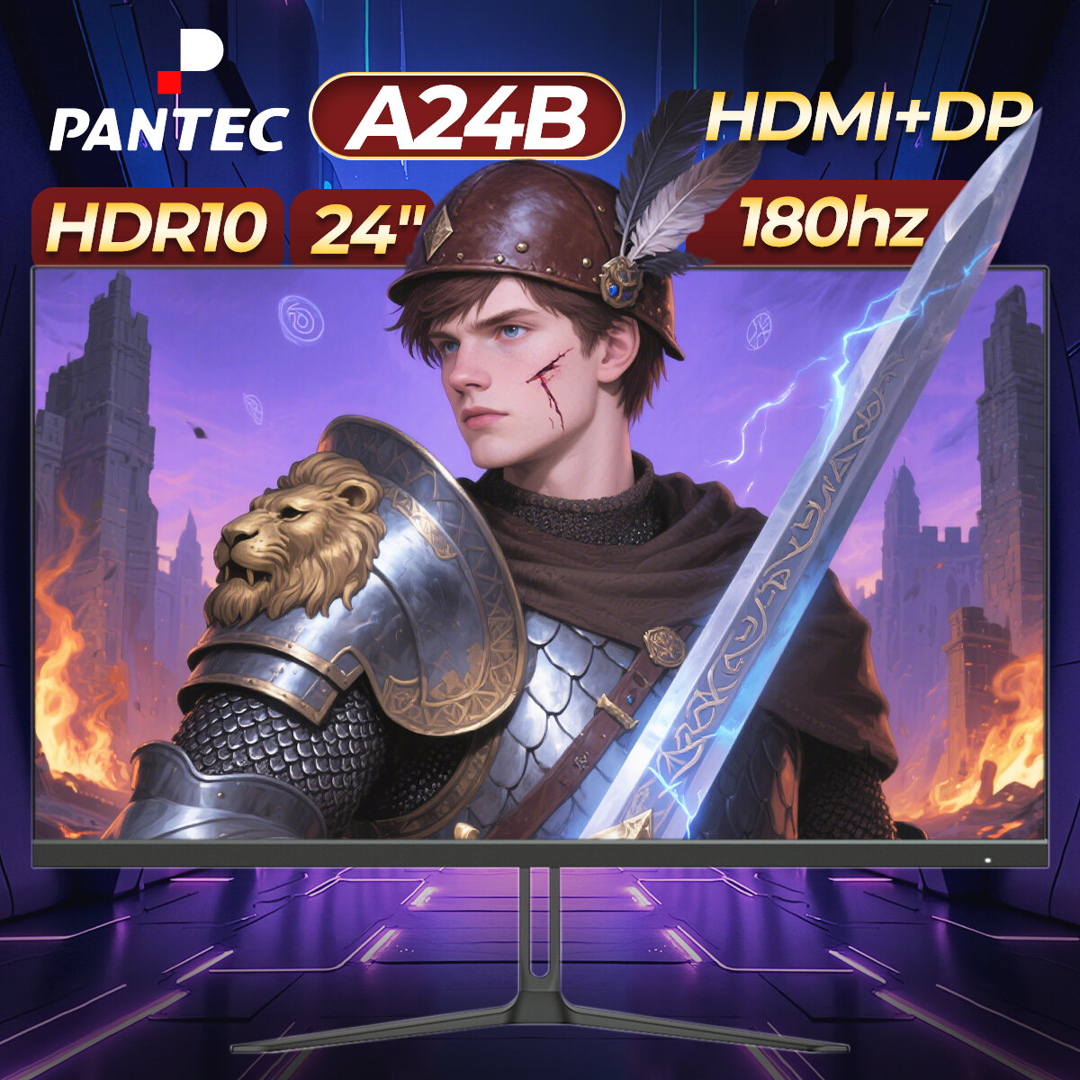 Монитор игровой Pantec, 24", 180 Hz, IPS, Freesync, 1920x1080, черный, EU,
