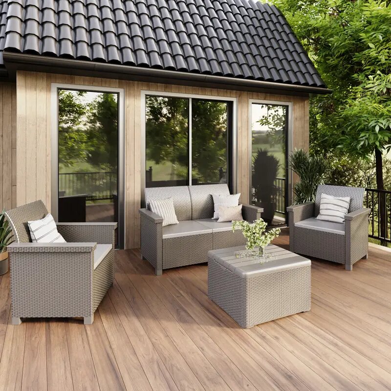 Набор садовой мебели Beginia Basegi пластик капучино стол 1 шт, диван 1 шт, кресло 2 шт