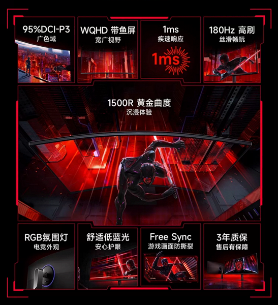 Монитор Xiaomi Redmi Surface Display, 34" , G34WQ, 180Hz, (C34WQBA-RG), 3440×1440, CN — фото 1