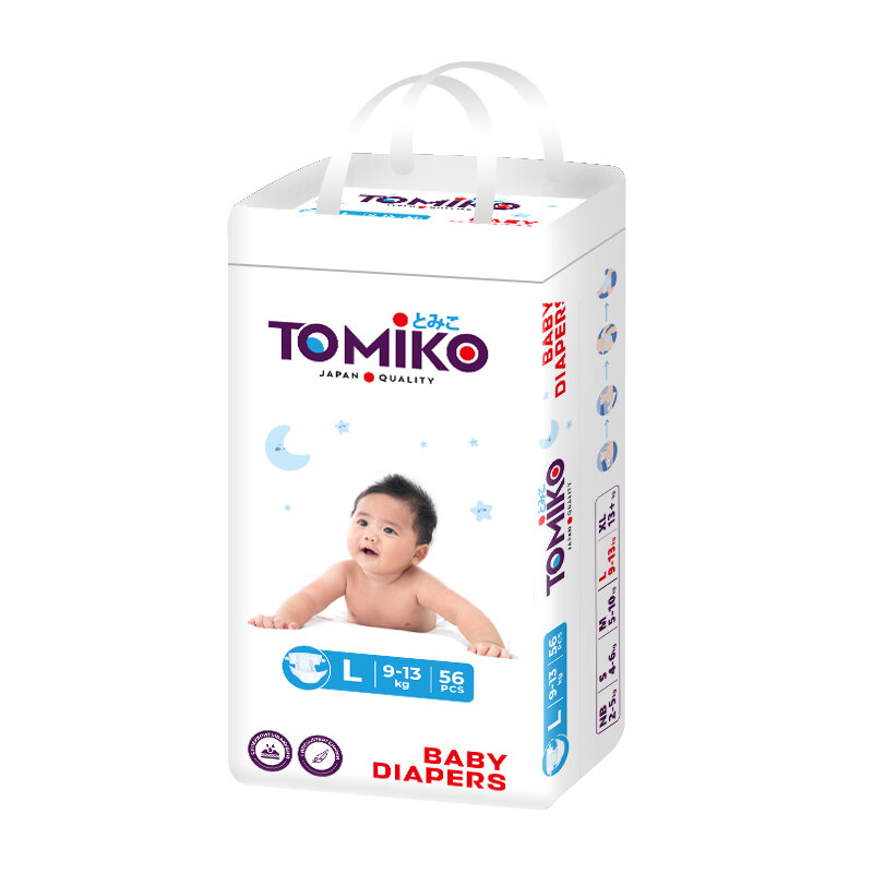 Подгузники Tomiko Premium Soft L, для малышей от 9-13кг, 56шт