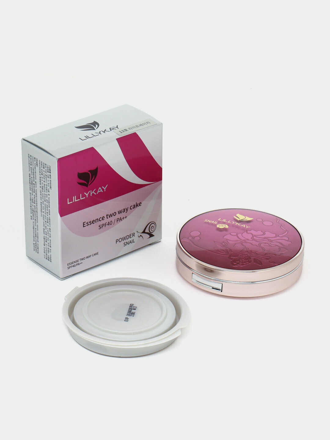 Пудра с муцином улитки Lillykay Essence two way cake SPF 40/++