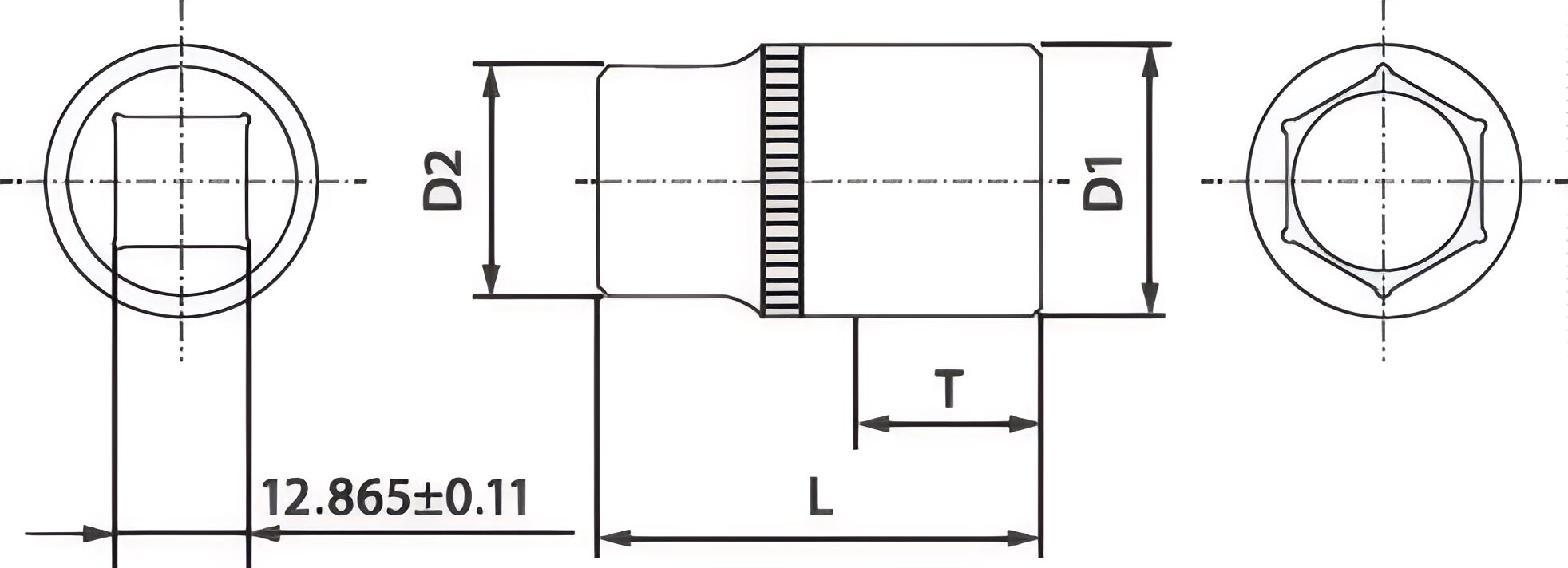 Головка торцевая MultiProf 1/2 DR 13 мм Thorvik MP01213 — фото 1