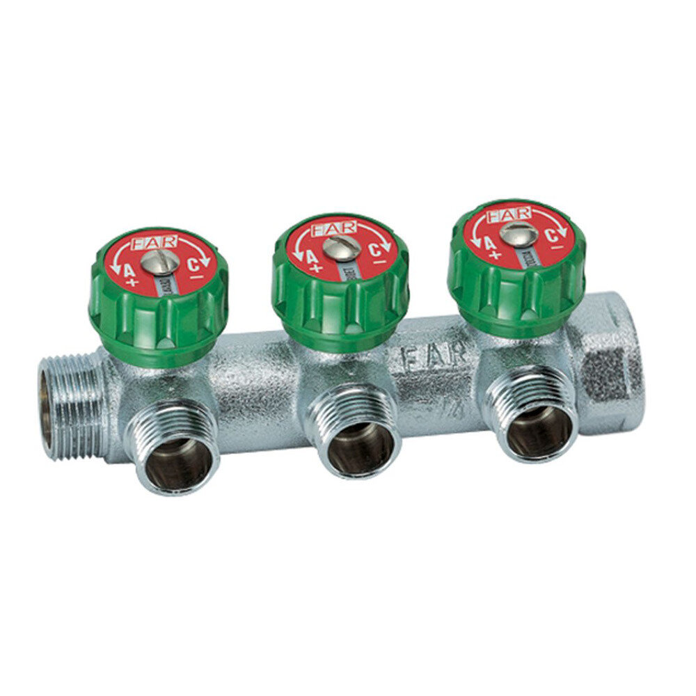 Коллектор распределительный FAR FK 3822 134UN 1 x3/4 евроконус 3 выхода латунь