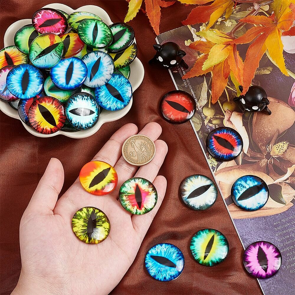 Глаза стеклянные кабошоны для игрушек 30мм 2шт — фото 1