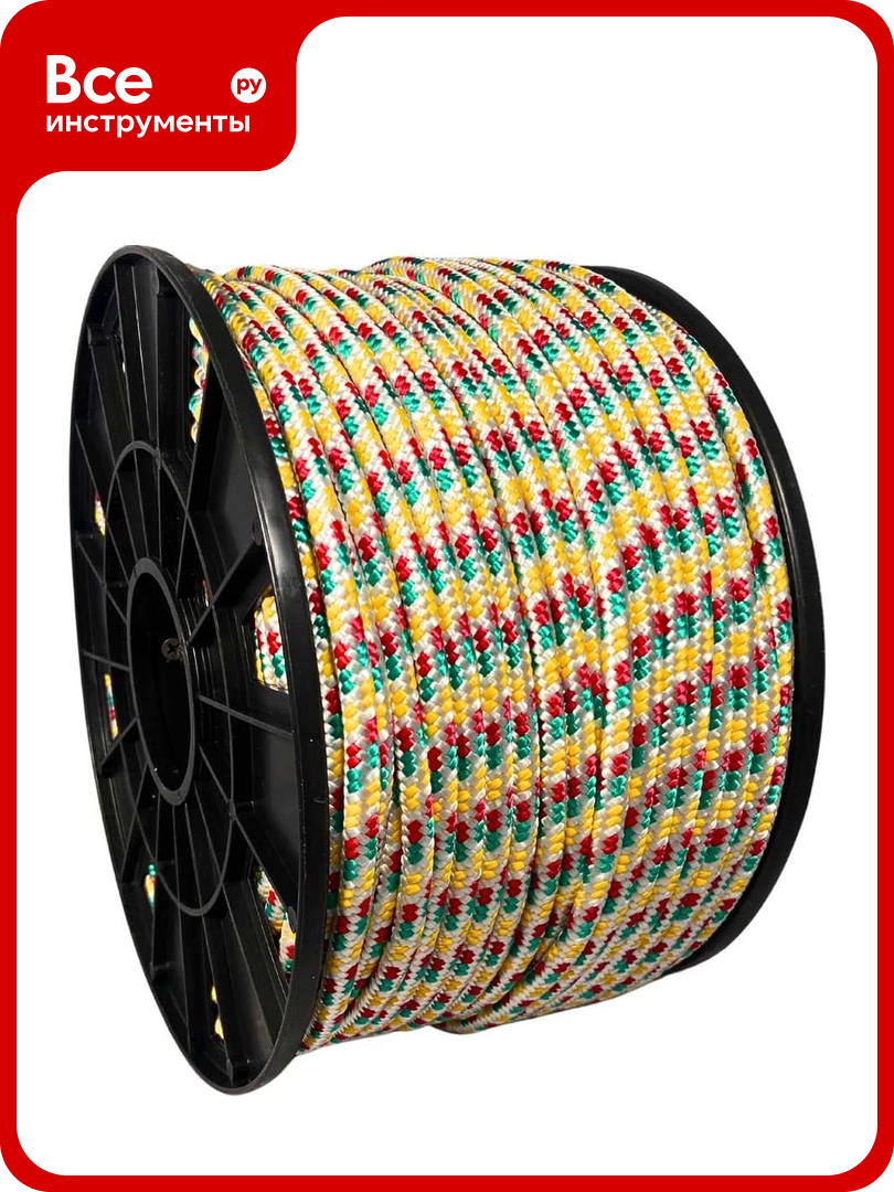 Шнур плетеный полипропиленовый ООО Оптхозторг 8 мм 50 м разноцветный 0588501