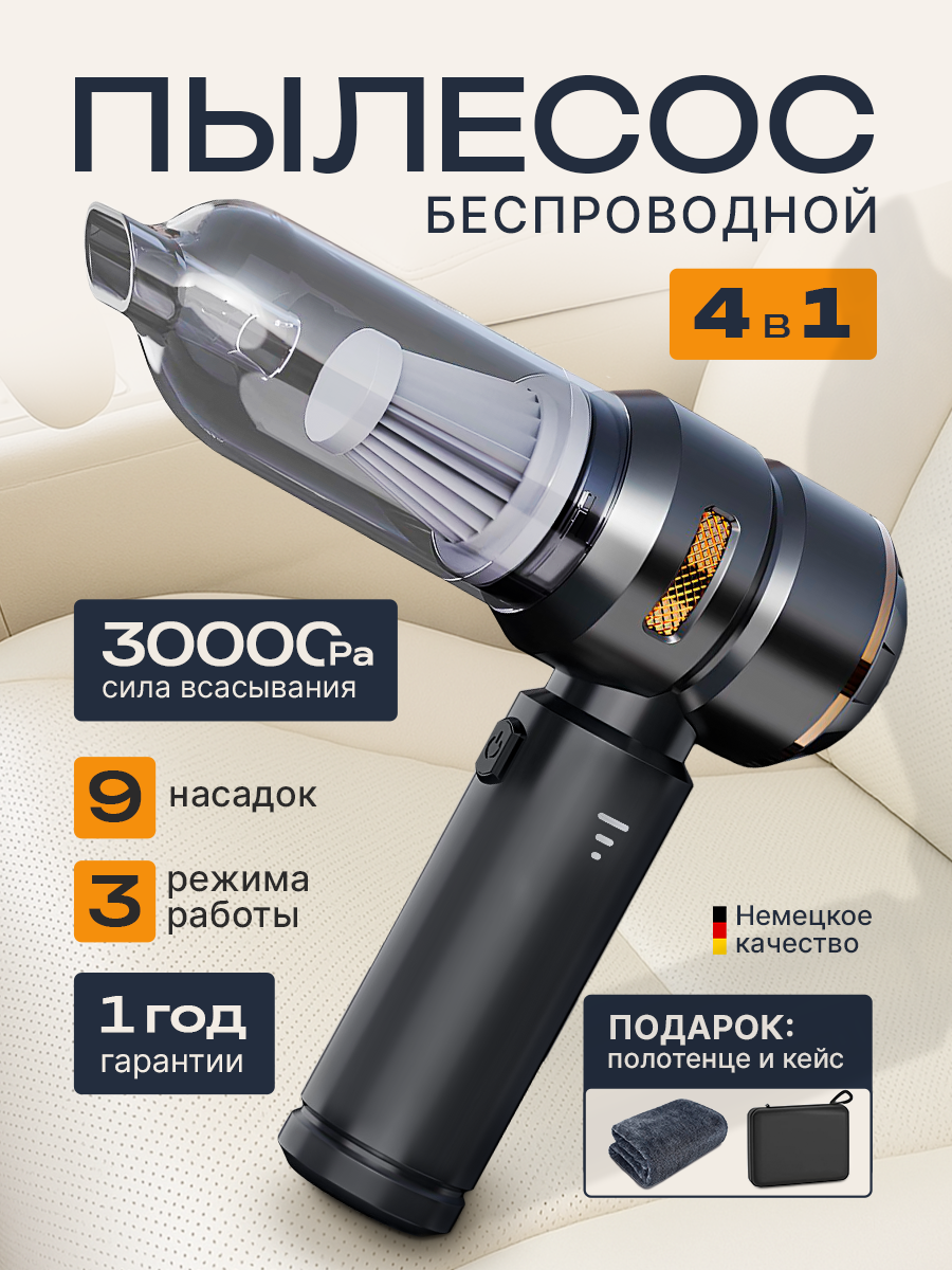 Автомобильный пылесос беспроводной 3 в 1. Мини-пылесос для дома, пылесос для автомобиля, мебели, компьютера, аккумуляторный, ручной