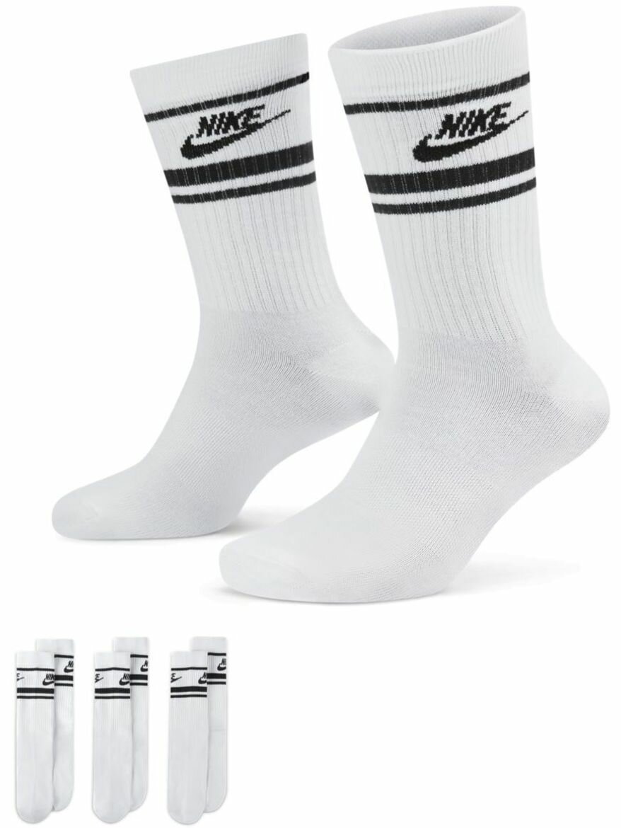 Носки NIKE Sportswear Everyday Essential, комплект, 3 пары, размер L, белый