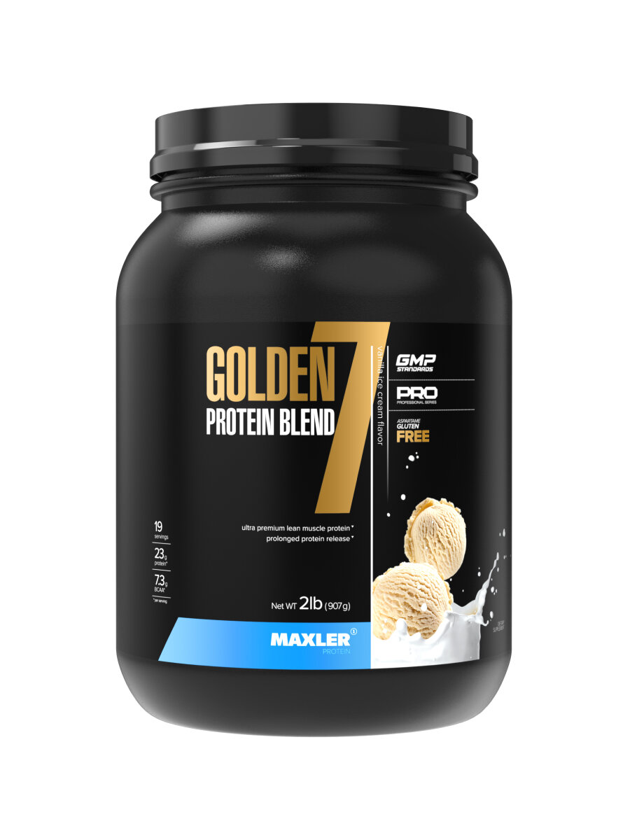 Протеин многокомпонентный для похудения Maxler Golden 7 Protein Blend 2 lb 907 г - Ванильное мороженое