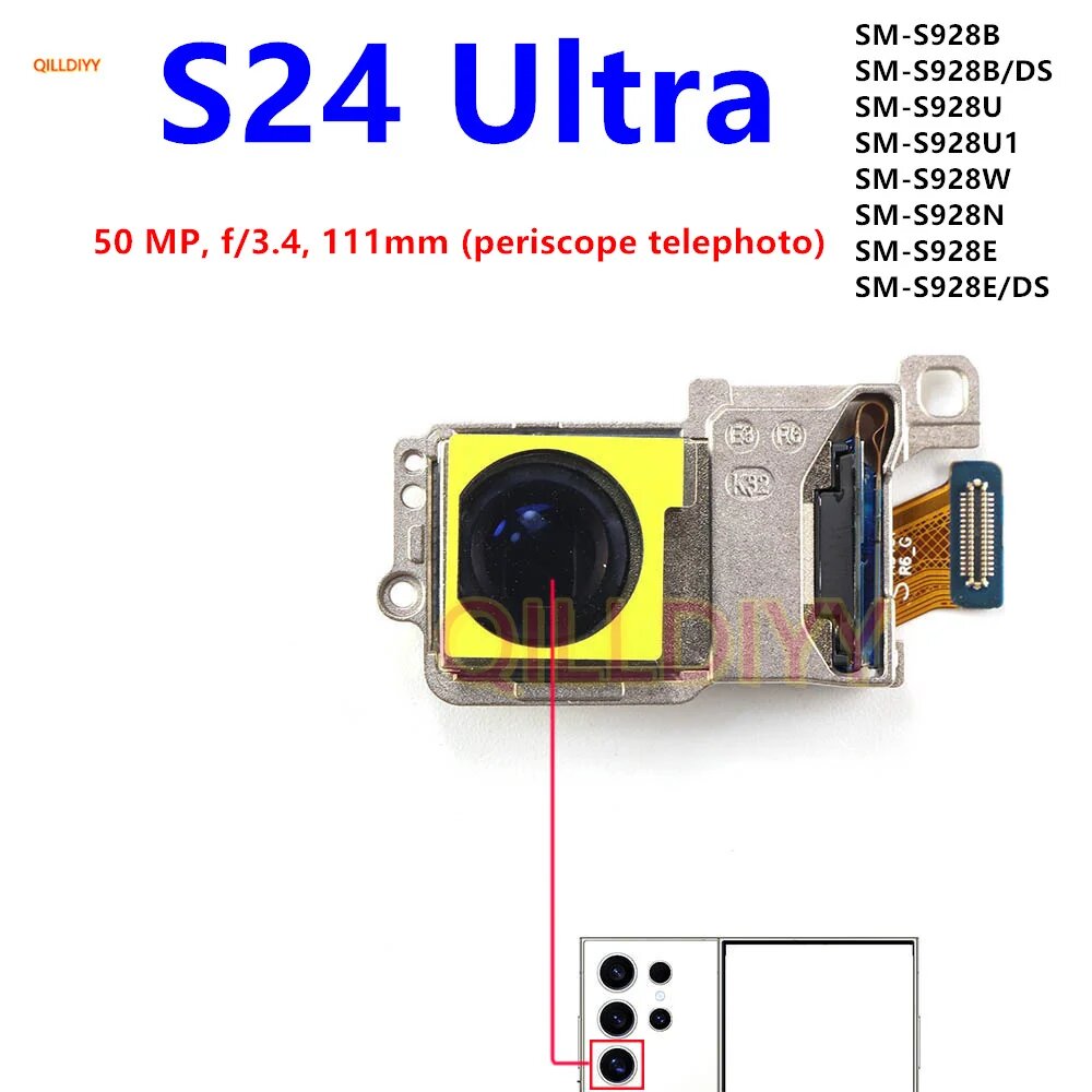Передняя задняя камера для Samsung Galaxy S24 Ultra Plus SM-S928 S926 S921 S24+ Модуль камеры Задняя часть гибкого кабеля S24 Ultra periscope