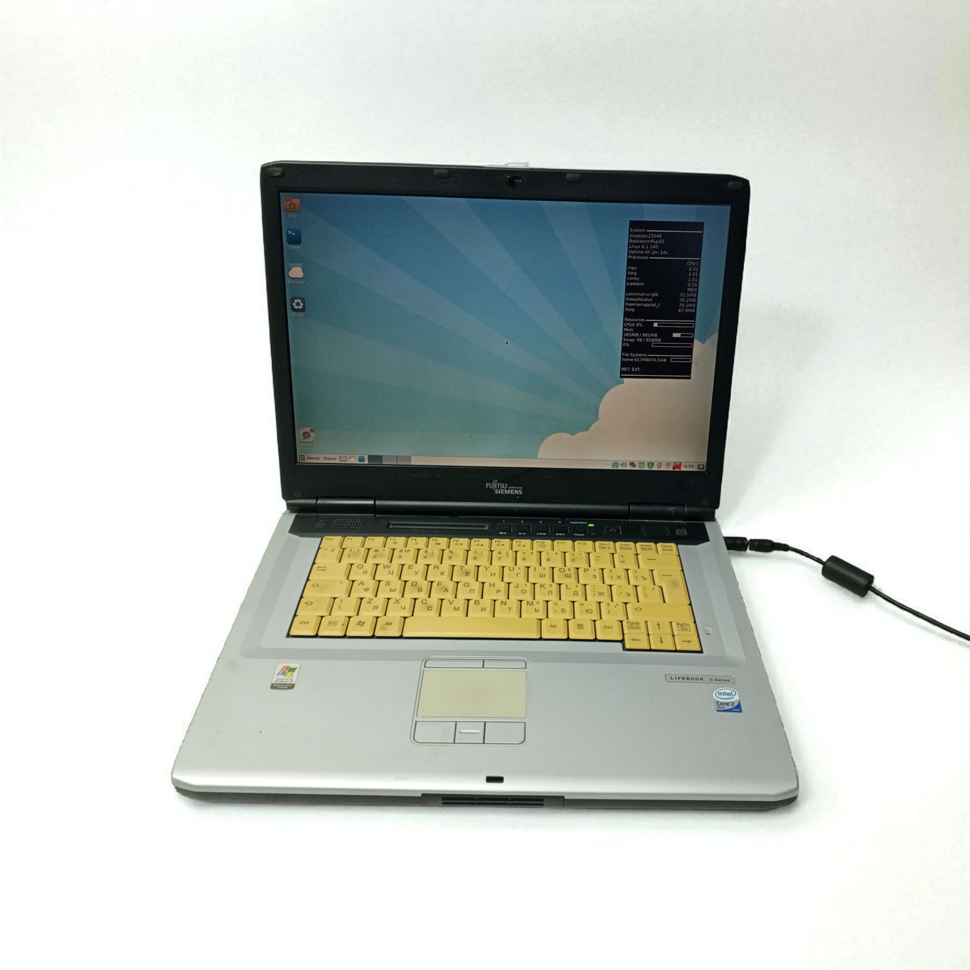 Ноутбук на linux, некомплект, Fujitsu Siemens LIFEBOOK C1410 T5500/1Гб/80Гб