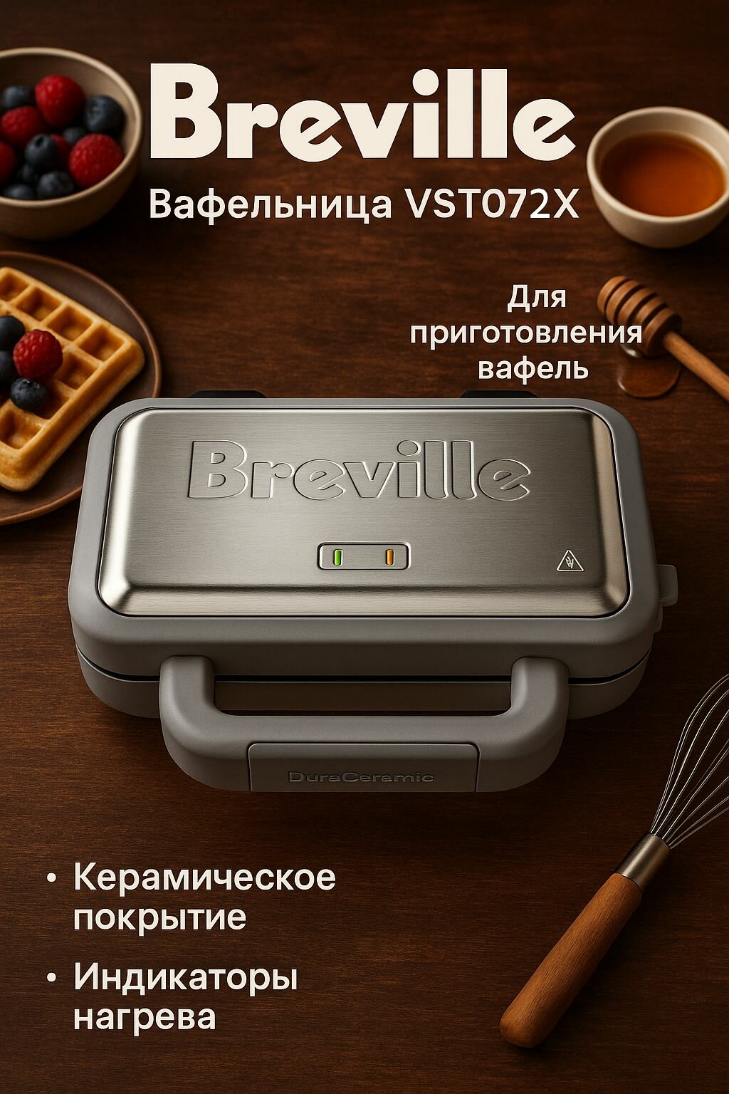 BREVILLE Вафельница DuraCeramic VST072X