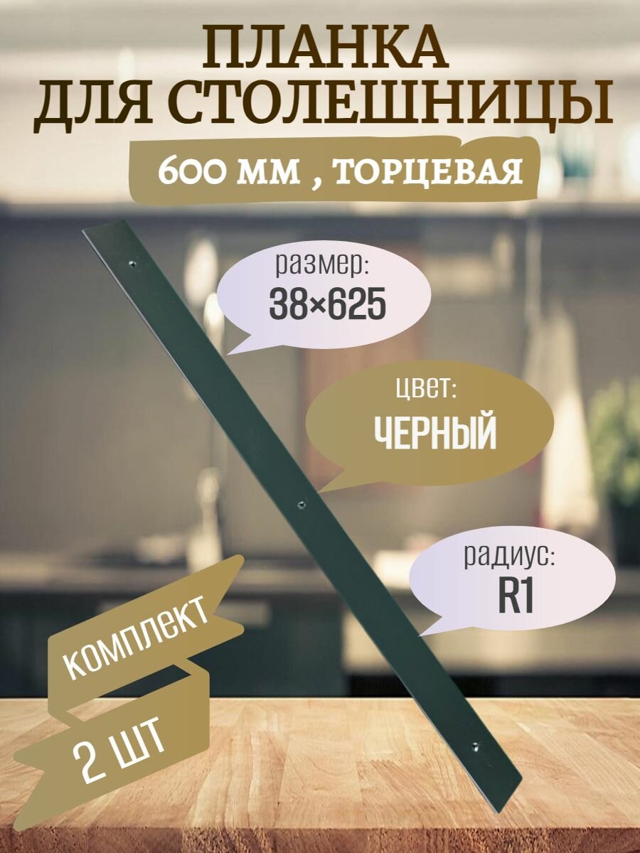 Планка торцевая универсальная 38мм. R1 Черная (2шт)