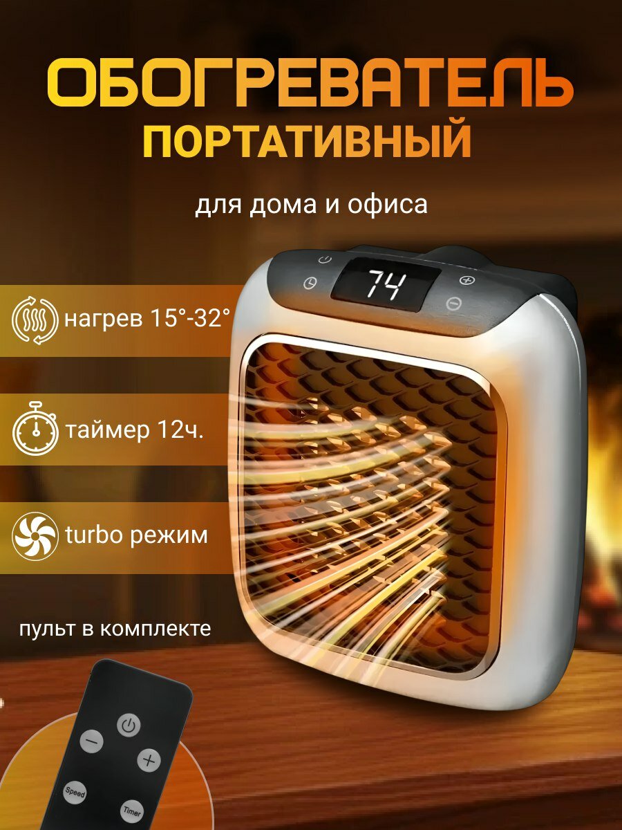 Мини обогреватель портативный для дома дачи офиса энергоэффективный в розетку с пультом