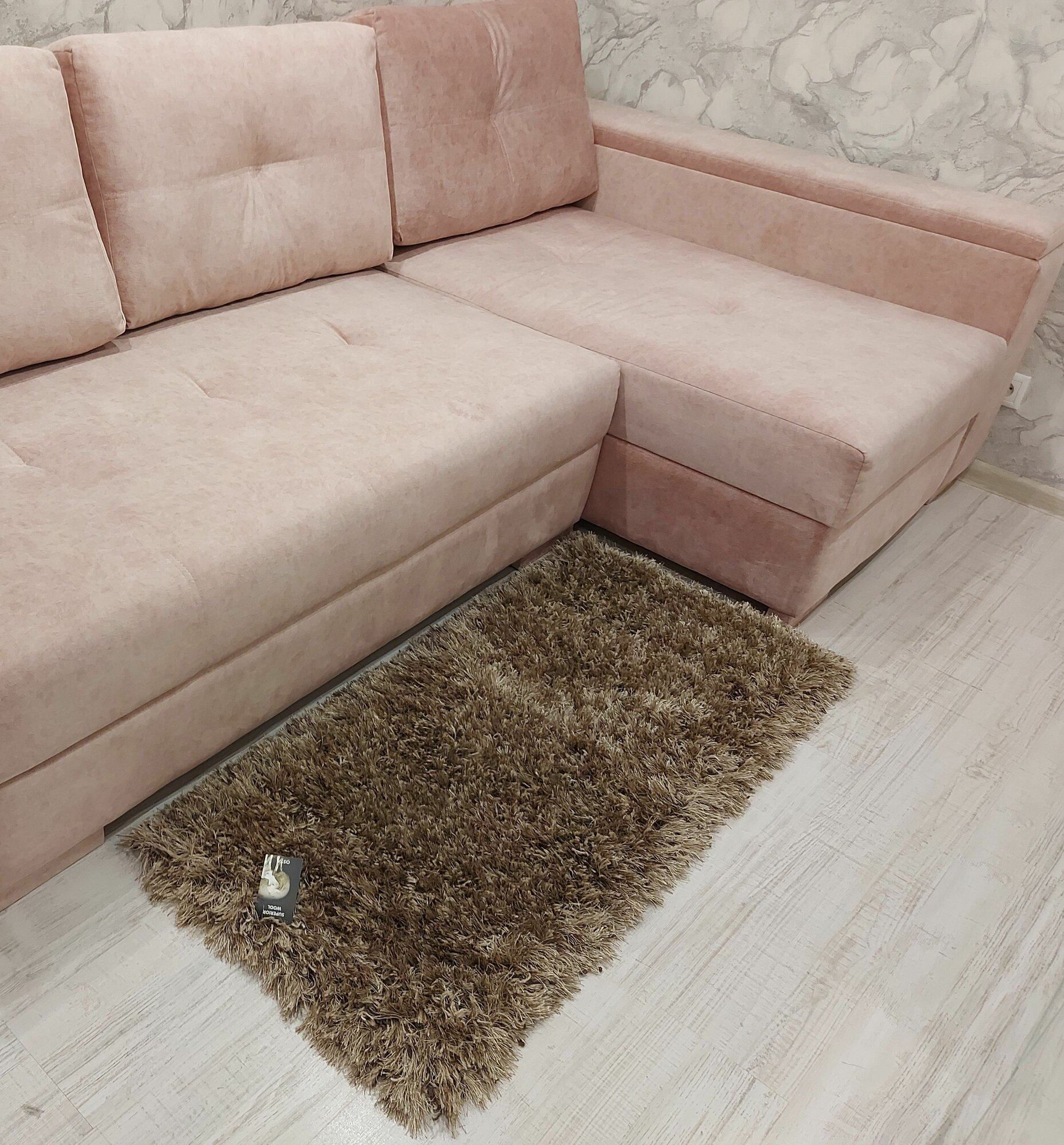 Ковер пушистый полушерстяной Rhapsody 0.6 x 1.2 коричневый (Бельгия - OSTA) прикроватный в спальню