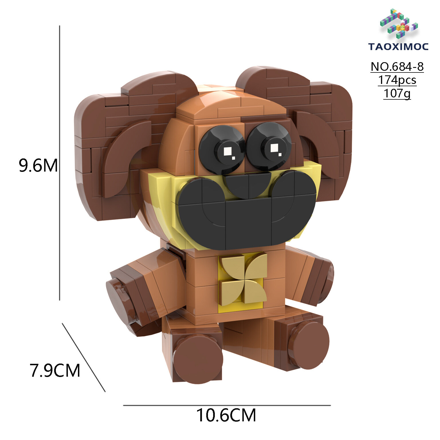 Серия Poppy3 Smiling Critters 684-8 Сборная фигурка животного в стиле LEGO для детей, коллекционная мини-фигурка