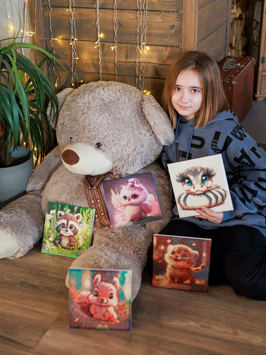 Алмазная мозаика на подрамнике 20x20 "Леопардик" — фото 1