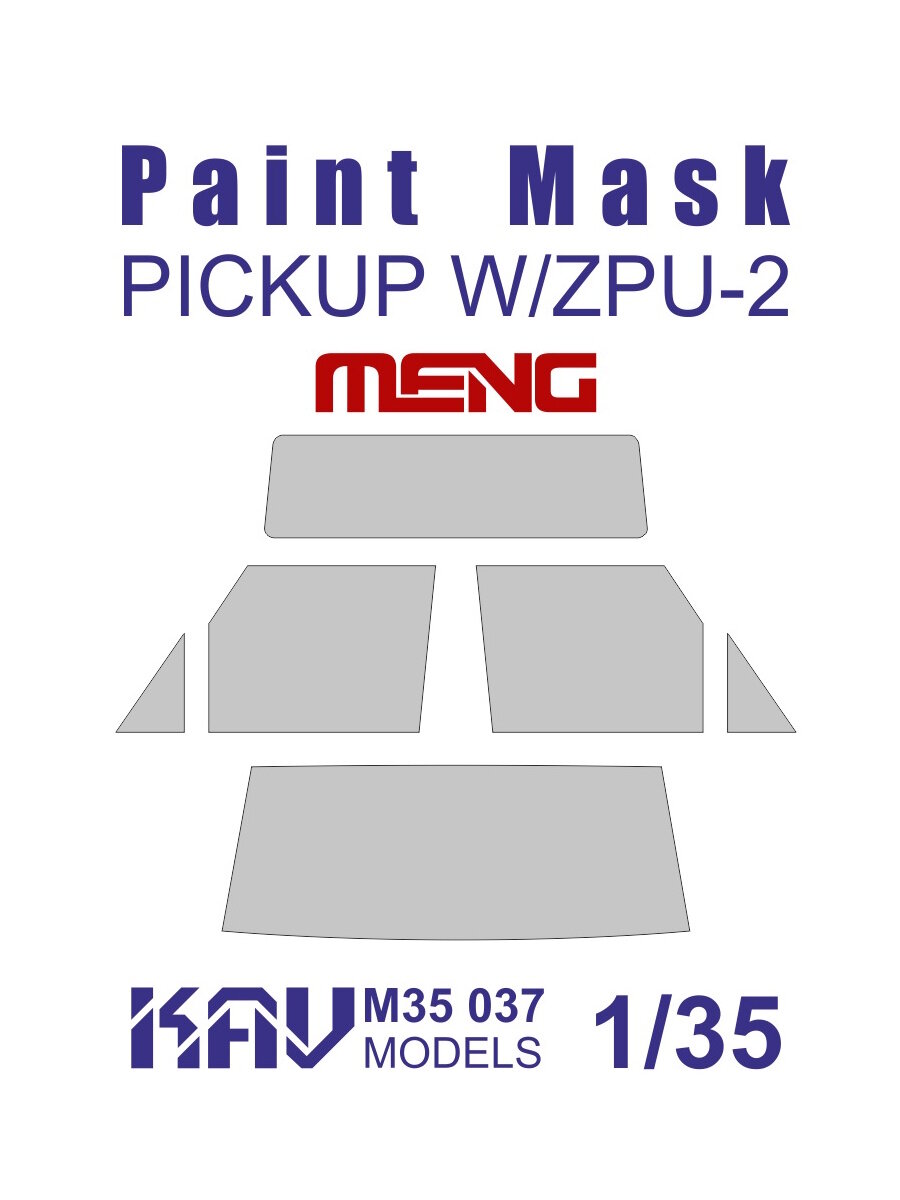 Окрасочная маска на остекление Пикап с ЗПУ 2 Toyota (Meng) 1:35 KAV M35 037