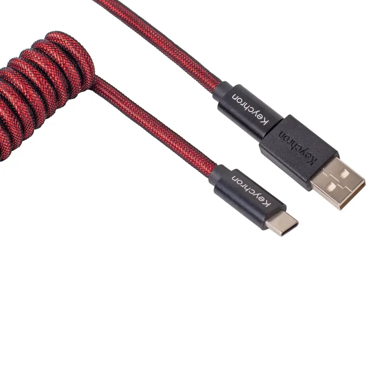 Кабель Keychron Premium Coiled Aviator USB Type-A/Type-C, прямой, для клавиатур и зарядки, красный, витой