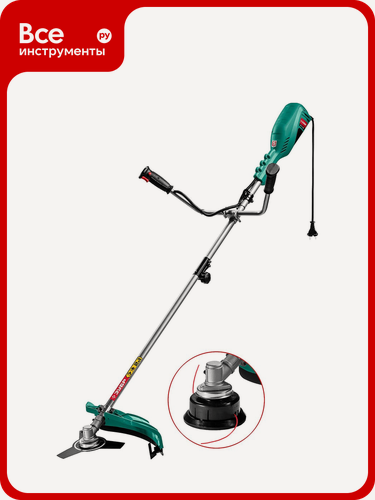 Изображение товара Сетевая коса ЗУБР КСВ-42-1700, электрическая с полуавтоматической подачей лески, разборный вал для кошения травы