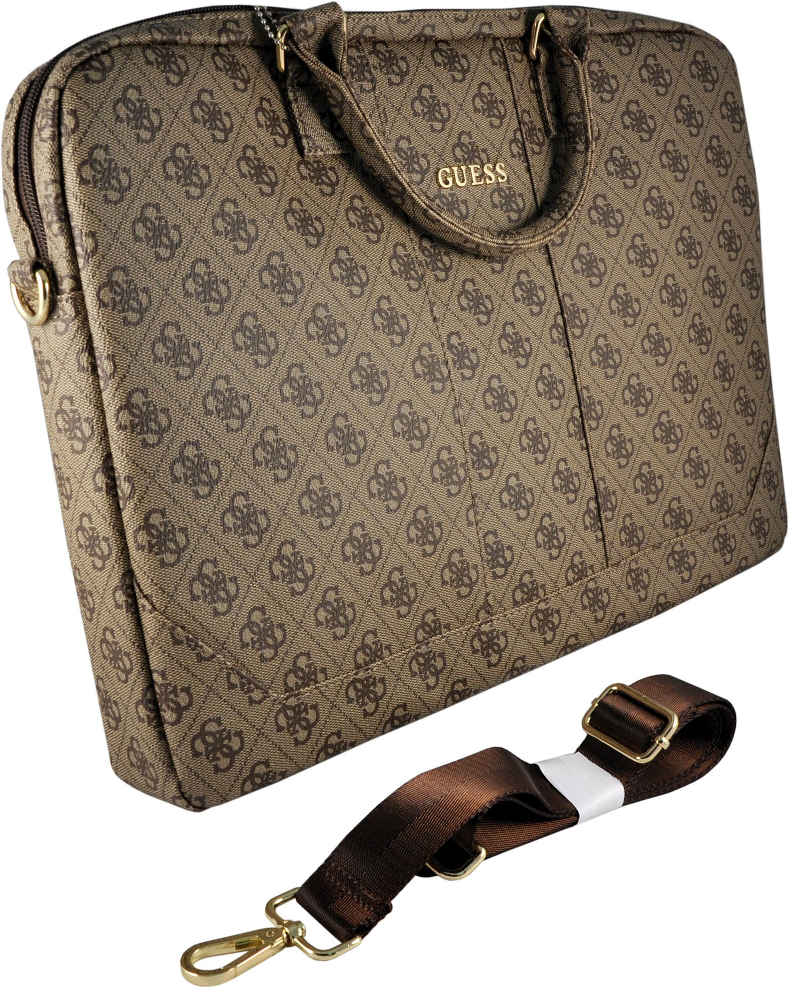 Сумка Guess для ноутбука 15", 4G Uptown, искусственная кожа, коричневая