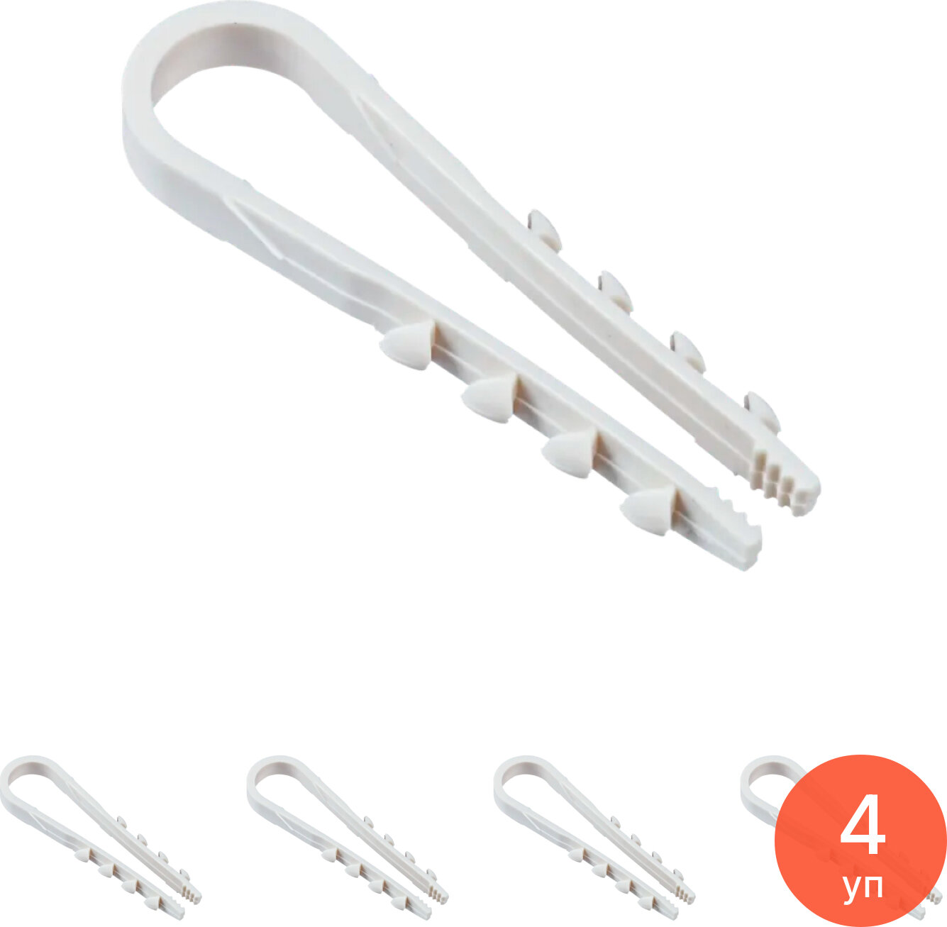 Дюбель хомут Jazzway / Джазвэй PCD-R 05-10-45-100WH, из полиамида, белый длиной 45мм, диаметром 10мм, 100шт. / крепеж (комплект из 4 уп)