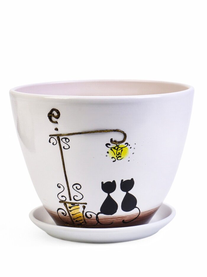 Горшок для цветов «Вечер» 8 л d=29.5 см h=23 см керамика с поддоном белый