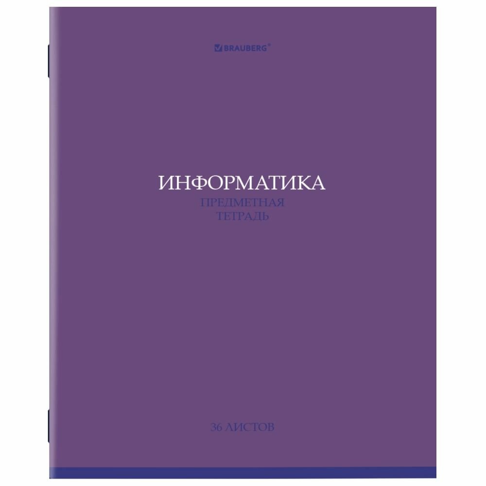 Набор из 30 шт, Тетрадь предметная "колор" 36 л, обложка мелованная бумага, информатика, клетка, BRAUBERG, 405075