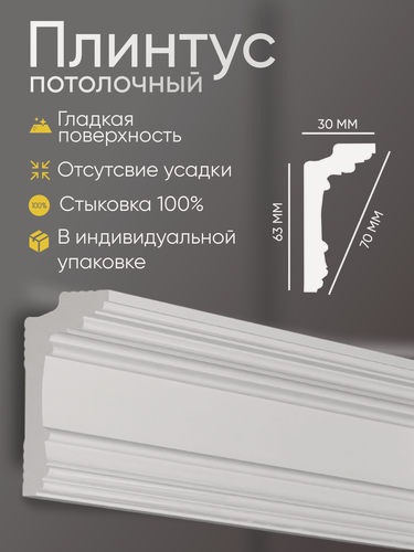 Изображение товара Плинтус потолочный 18 шт GLANZEPOL 200 см пенополистирол, белый GP92